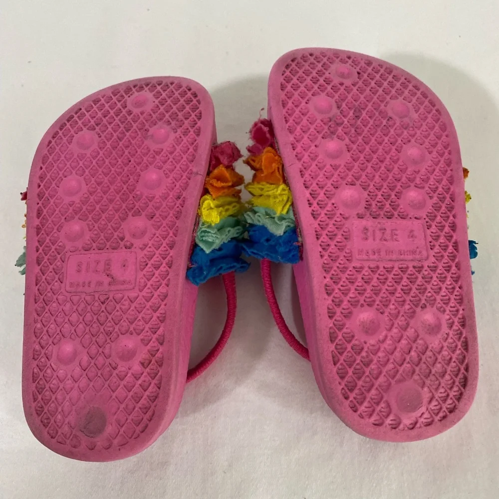 WONDER NATION Toddler Baby Girls Multicolor Ruffled Sandals Kids Shoes Size 4